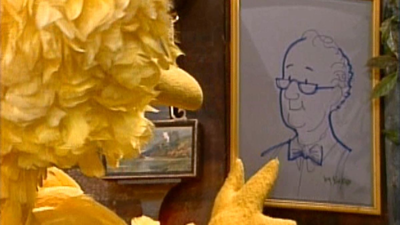 Big Bird memorializes Mr. Hooper. (Screenshot: Sesame Street)